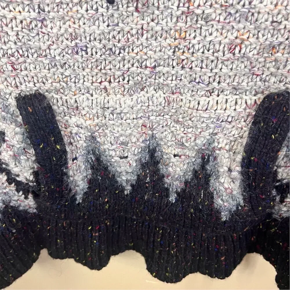 Free‎ People Love Bug Lace Up Womens Size Small Nordic Fair Isle Wool Bl Sweater